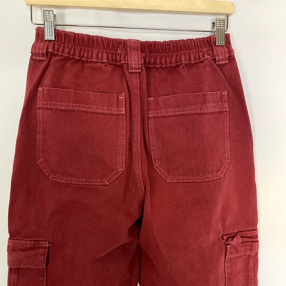 Pacsun bright red denim cargo pants elastic waist women's size small cotton - Picture 6 of 8